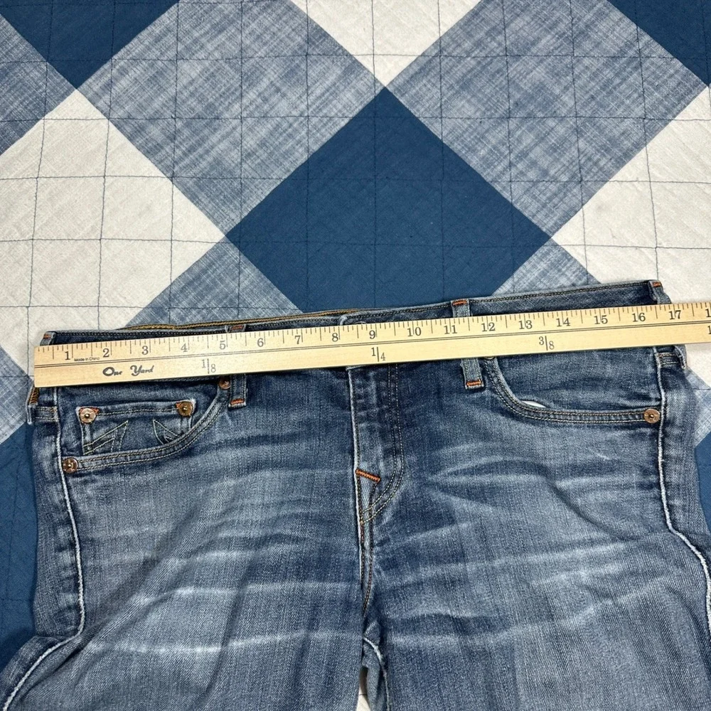 True Religion Brand Jeans Mens 32 Straight Leg Blue Denim Made in USA Low Rise